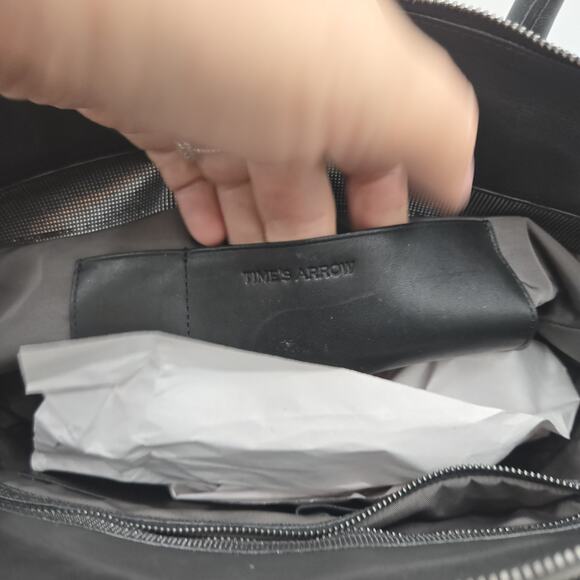 Time's Arrow Women Gray Large Leather Satchel Over The Shoulder Top Handle - Picture 8 of 13